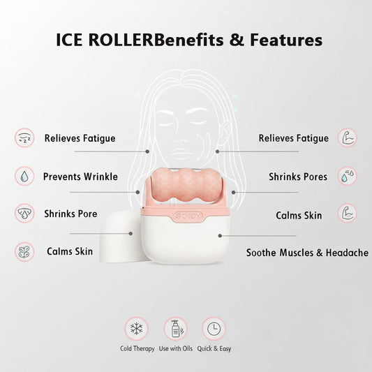 Alvixora®【2-in-1 Ice Roller Set】Keep Clean in Case❄️Cooling Face & Body Massager for Pores, Dry Skin & Product Absorption|Portable Skin Care Gift for Women