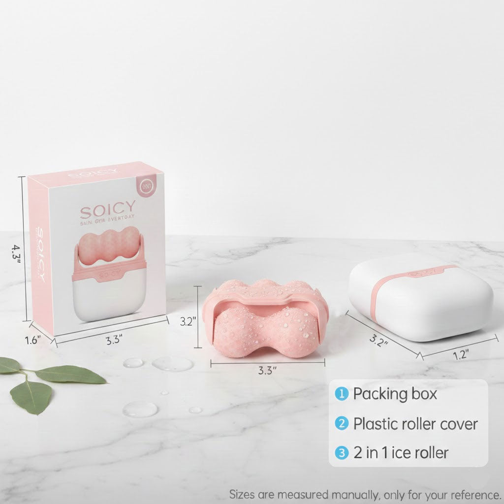 Alvixora®【2-in-1 Ice Roller Set】Keep Clean in Case❄️Cooling Face & Body Massager for Pores, Dry Skin & Product Absorption|Portable Skin Care Gift for Women
