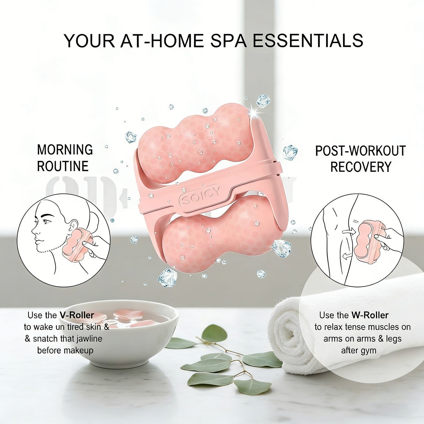 Alvixora®【2-in-1 Ice Roller Set】Keep Clean in Case❄️Cooling Face & Body Massager for Pores, Dry Skin & Product Absorption｜Portable Skin Care Gift for Women